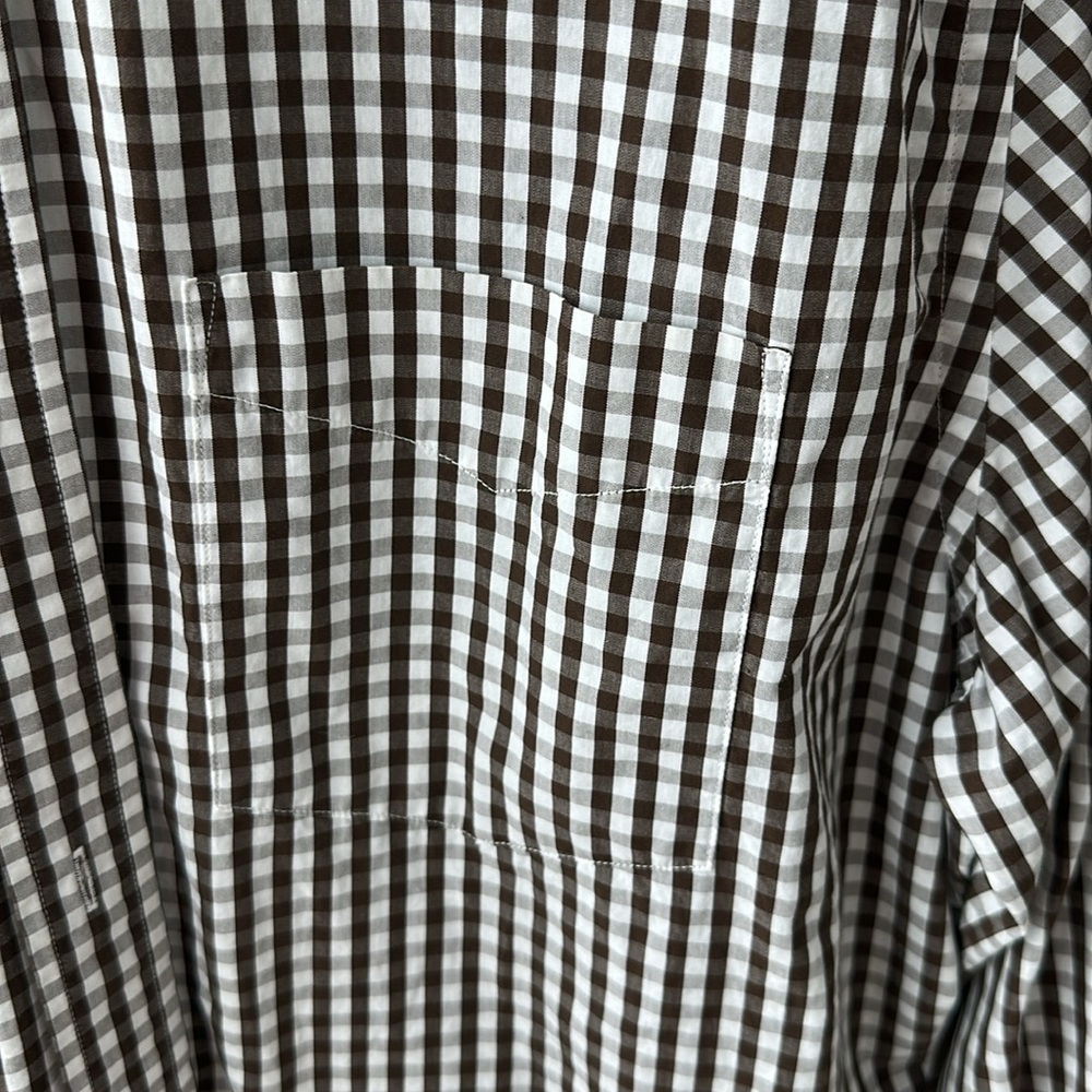 Banana Republic Men's Brown and White checkered Shirt L - Picture 4 of 6